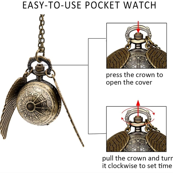 New Beautiful Harry Potter Golden quidditch snitch pocket watch - Picture 3 of 8